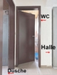 Links die Dusche, gegebüber das WC - Herrliche Wohnung mit Gewerbehalle