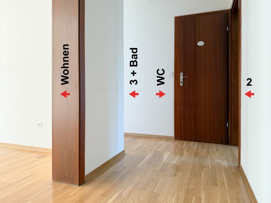 Rechts das Zimmer 2