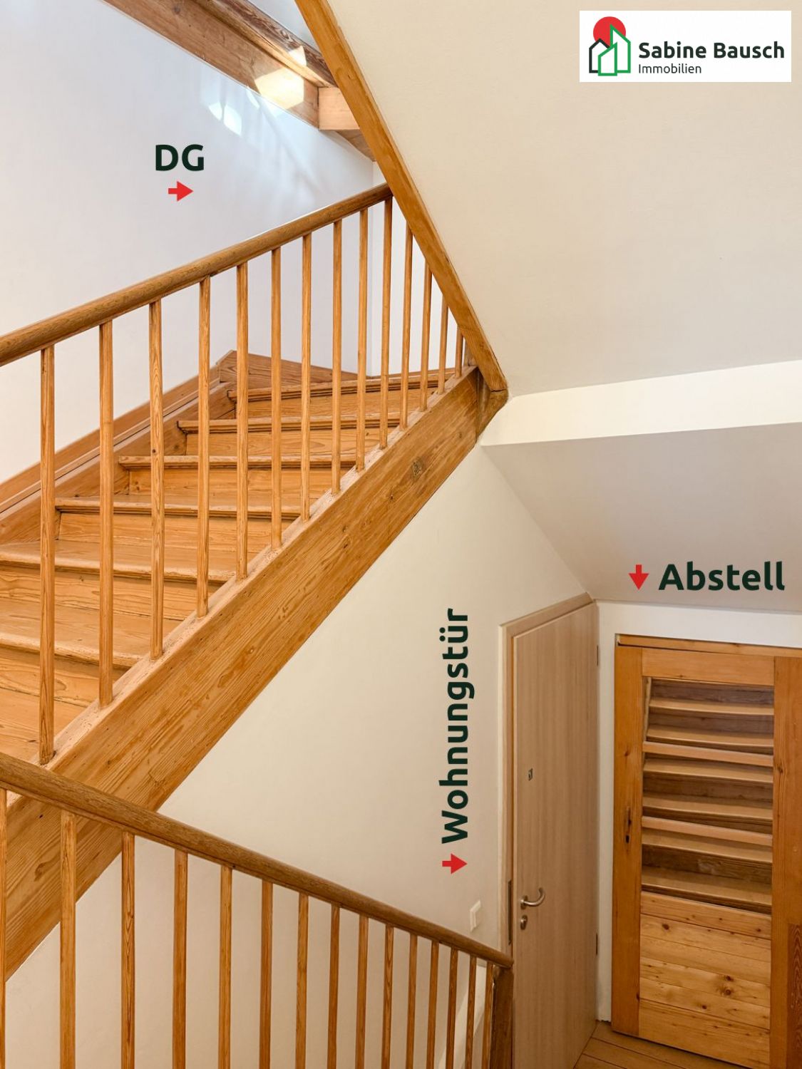 Unten die Wohnungstür und der Abstellraum