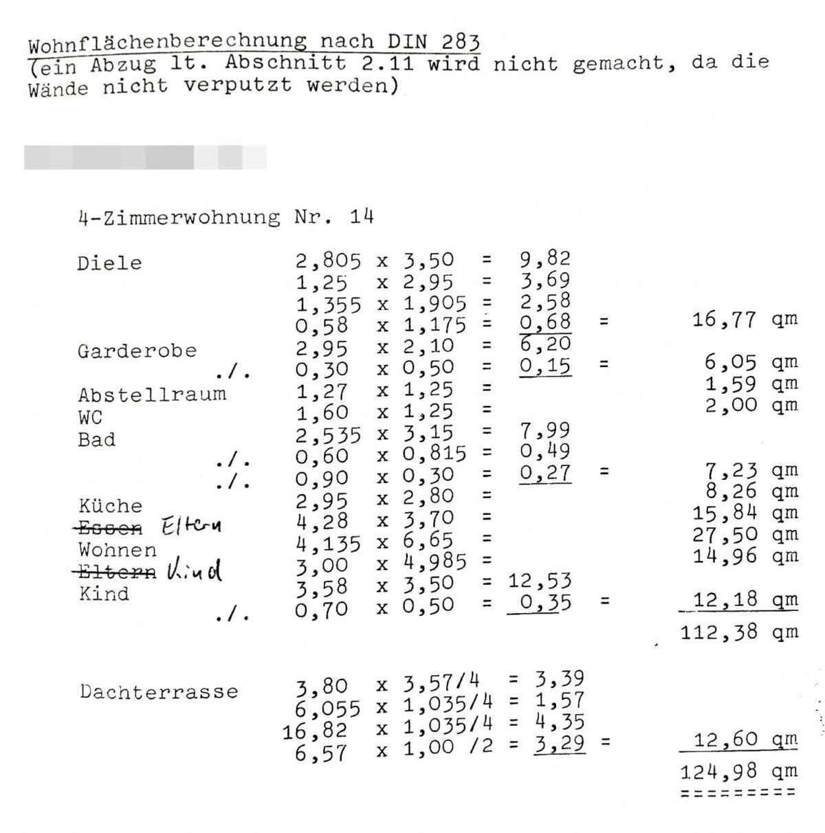Wohnflächenberechnung nach DIN 283
