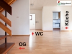 Über die halbgewendete U-Treppe geht es ins OG - Haus, Garage, ELW und toller Garten