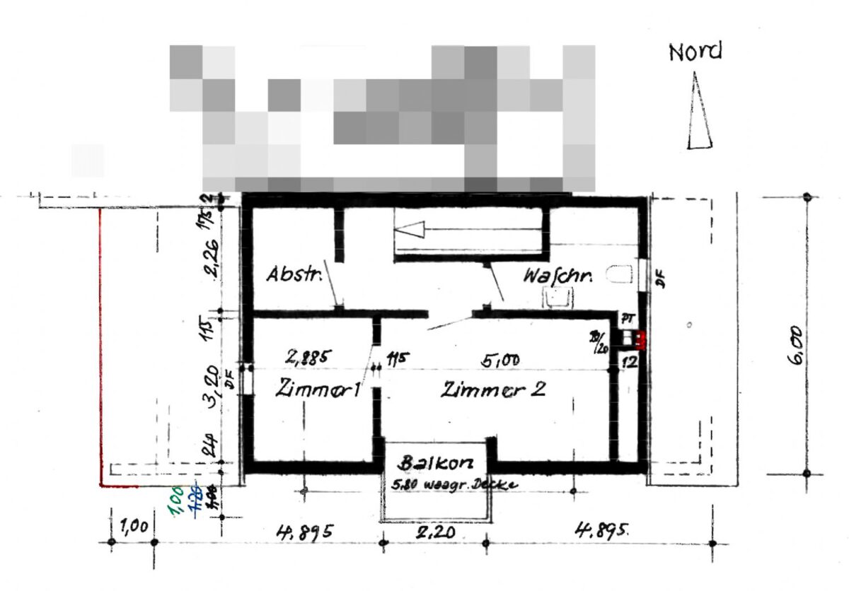 Bemaßter Grundriss Dachgeschoss