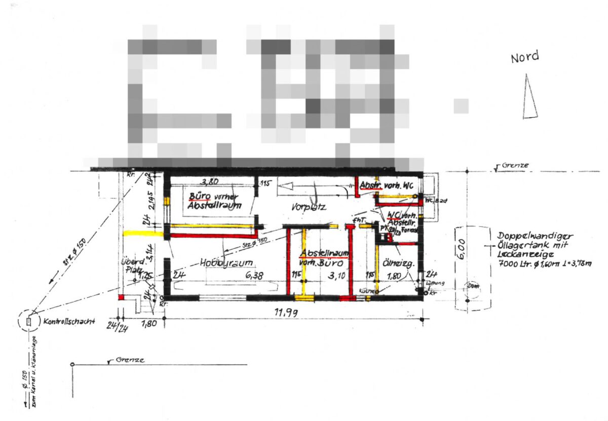 Bemaßter Grundriss Untergeschoss