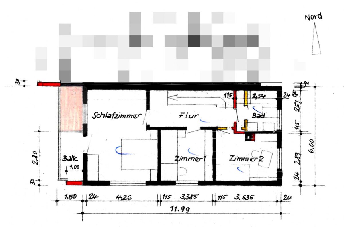 Bemaßter Grundriss Erdgeschoss